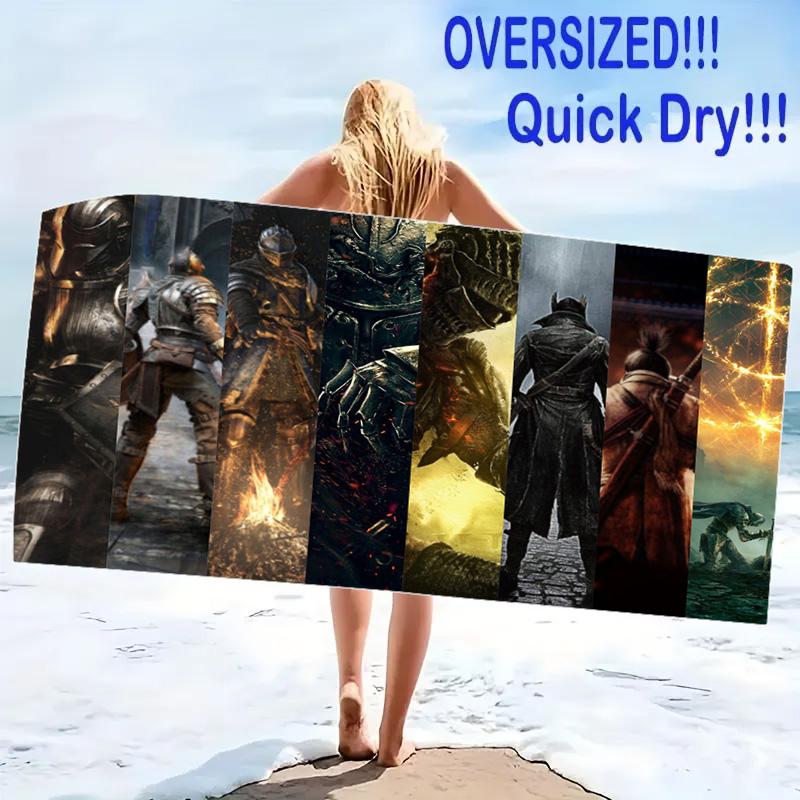 DARK SOULS Print Beach Towel, Large Soft Quick Dry Towel for Beach Camping Swimming