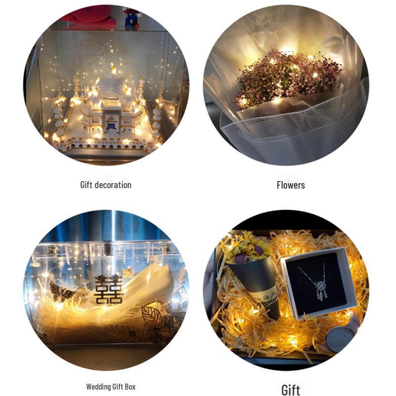 LED Copper Wire Light String Flower Bouquet Decoration Gift Box