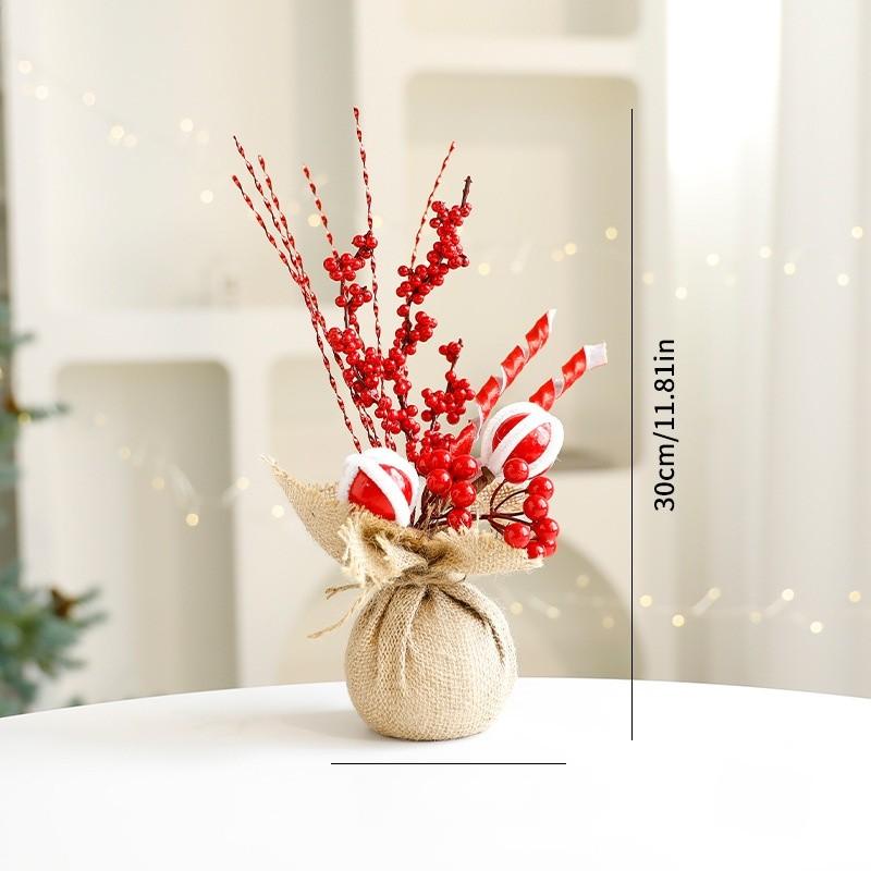 Holiday Tabletop Christmas Tree With Festive Flowers For Christmas Party Decor