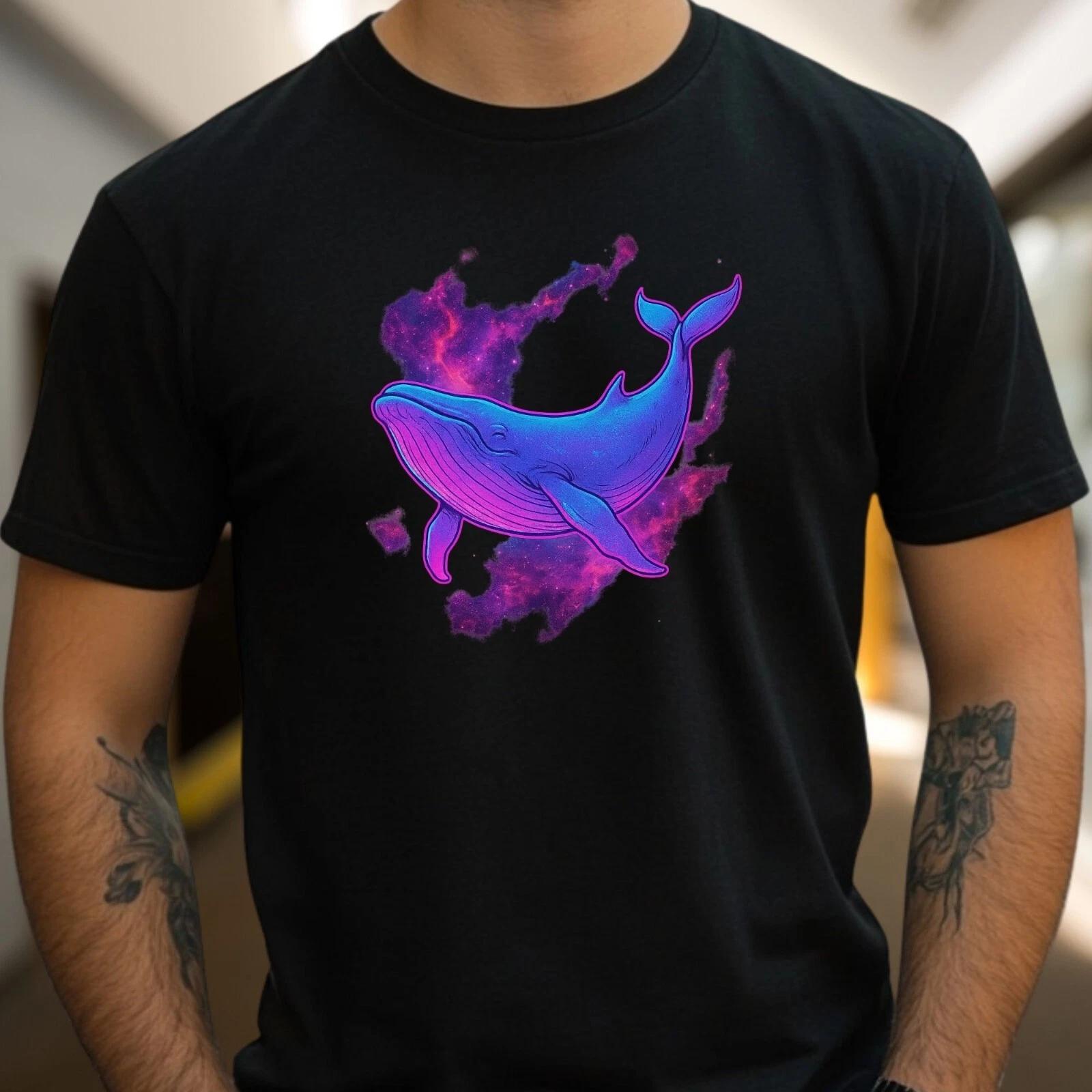 T-Shirt Herren Weltraum Wal Motiv Baumwolle Größe S bis 5XL M
