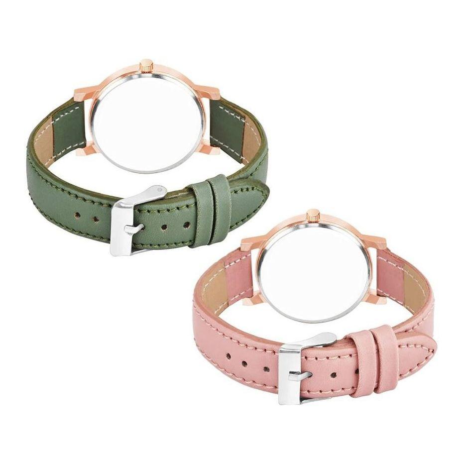 A Set of Women's Watches with a Leather Strap (2 Pcs), Analog Watch Leather Strap for Women Set of 2, Just Like