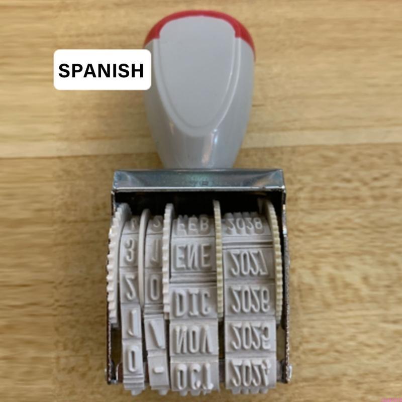 Datumsstempel 4mm Schriftart Spanischer Datumsstempel Französischer Datumsstempel Drehstempel Büro Geschäftsstempel zur Dokumentenordnerkennzeichnung