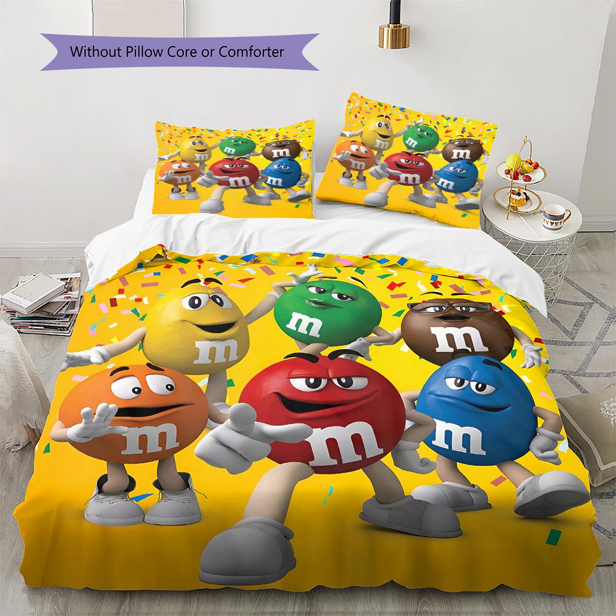 

Постельное белье с узором M&M s, Комплект с одеялом, Пододеяльник, Наволочка, Домашний подарок на день рождения (1 пододеяльник + 2 наволочки, без наполнителя) 135x200cm