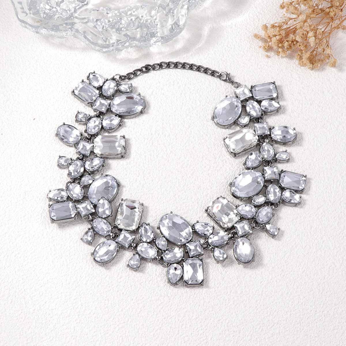 22646 Women's Irregular Geometric Rhinestone Collar Necklace Exaggerated Personality Luxury Crystal Versatile Banquet