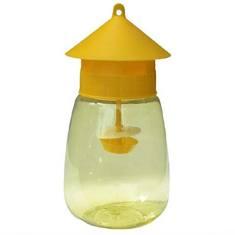 Hängende Fruchtfliegenfalle mit 4 Locklöchern, Kunststoff-Drosophila-Falle für Bauernhof, Obstgarten, einfache Bedienung, Gartenbedarf