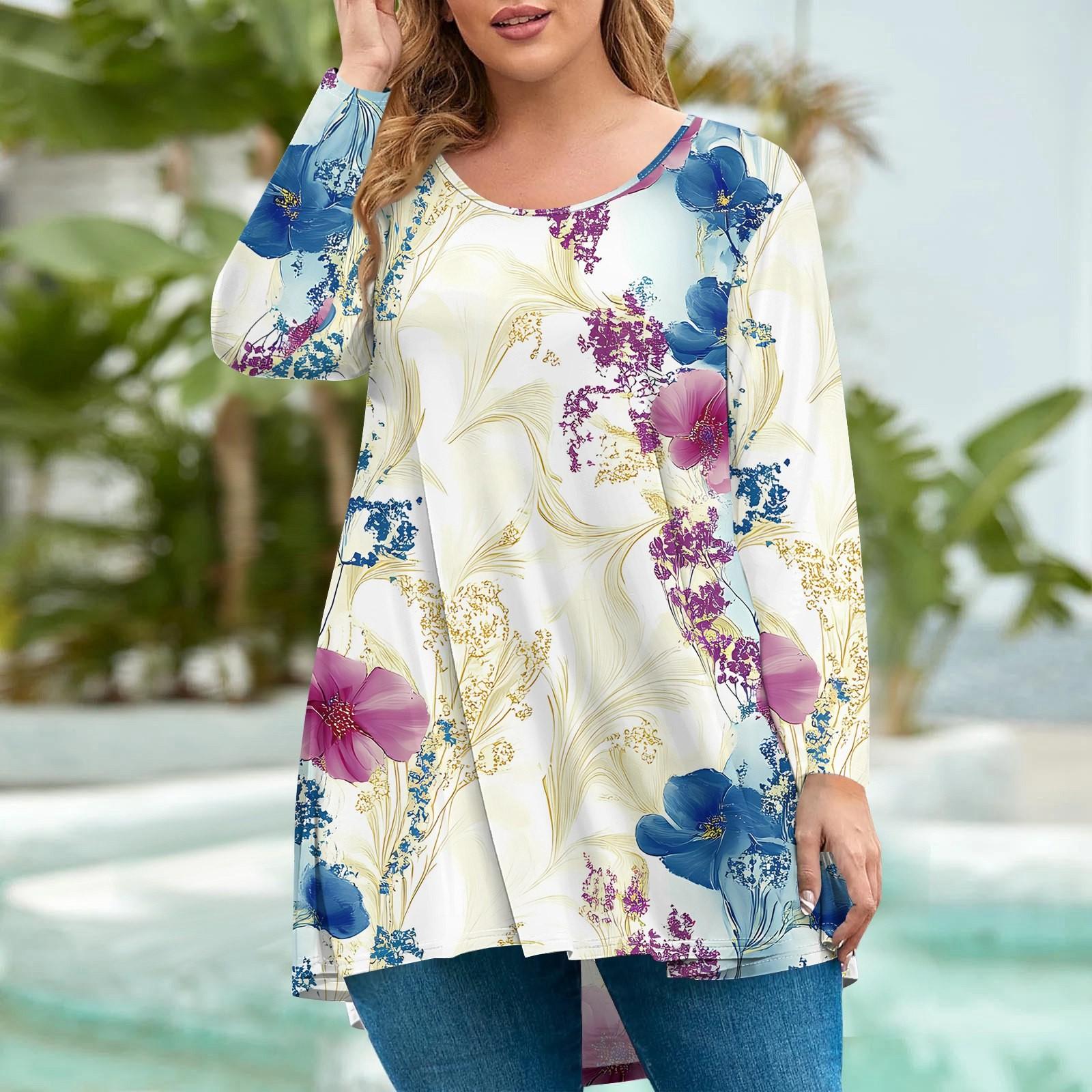 

Женская мода большого размера с круглым вырезом и длинным рукавом, повседневный свободный пуловер с принтом XXXL фиолетовый