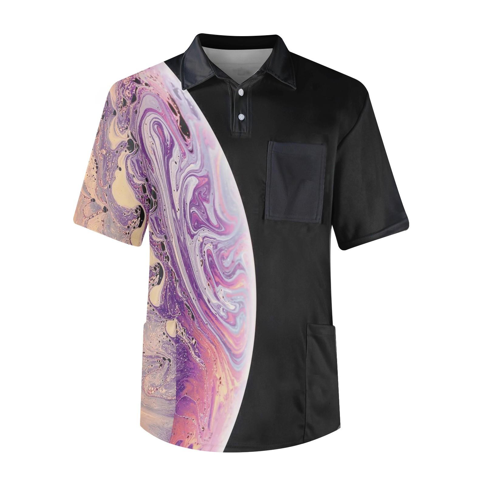 

Мужская однотонная футболка с коротким рукавом, пуговицами, лацканами, нагрудным карманом, Dry-nurse XL