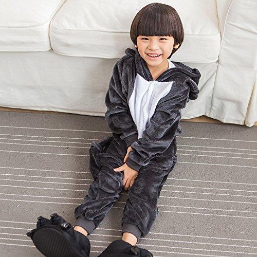 dorawithme Wolf Kigurumi Pajamas for Kids, Animal Cosplay Costume for Halloween and Christmas, Unisex (110cm)