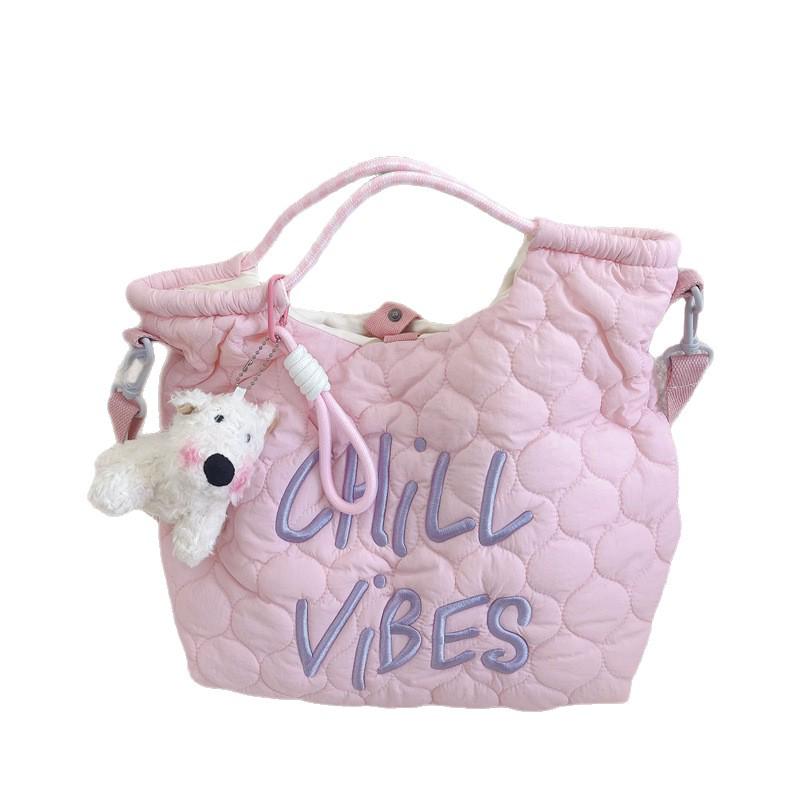 Korean Style Cute Women's Versatile Down Jacket Shoulder Bag - Large Capacity Handbag for Autumn/Winter