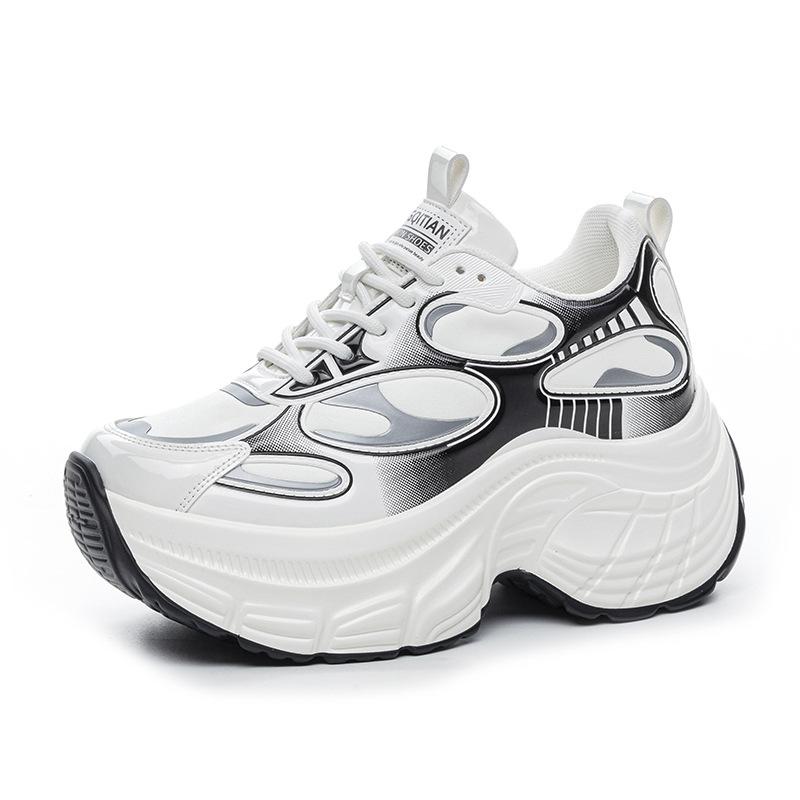 Autumn and winter women's shoes new slope heel muffin thick sole inner height increase women's trend casual sports shoes