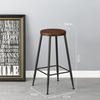 Retro American Solid Wood & Iron Bar Stool with Backrest