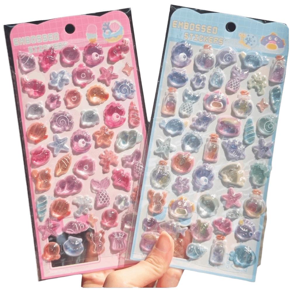 Crystal Resin Crystal Drop Sticker Solid Sticker Seashell Starfish Sticker  For Phone Case