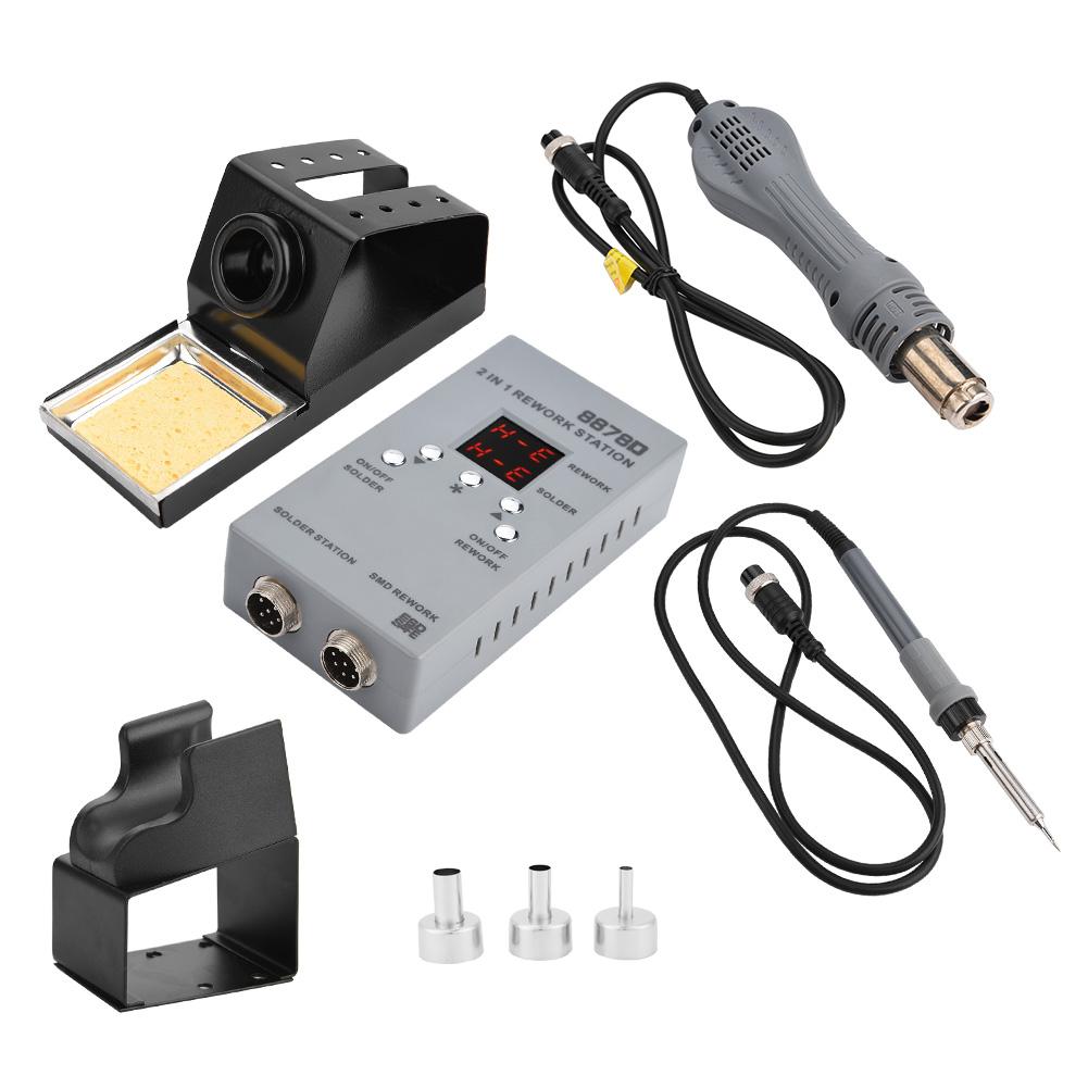 8878D 2 In 1 SMD Rework Station with Hot Air Gun & Soldering Iron for Phone Repair
