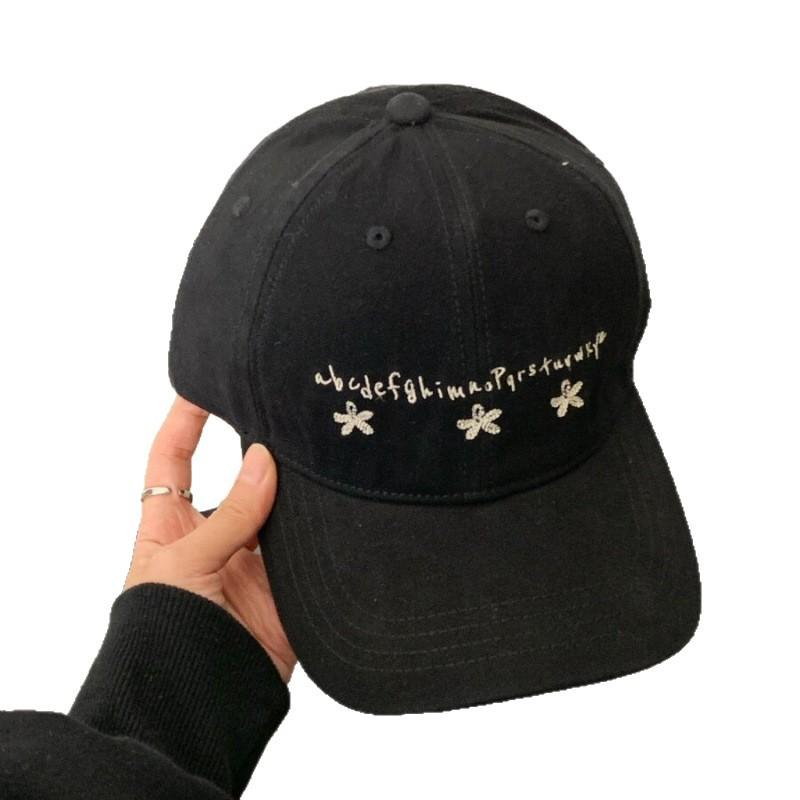 Embroidery Small Flower Letter Baseball Cap Men And Women Versatile Big Head Circumference Showing Face Small Peaked Hat Sun Hat
