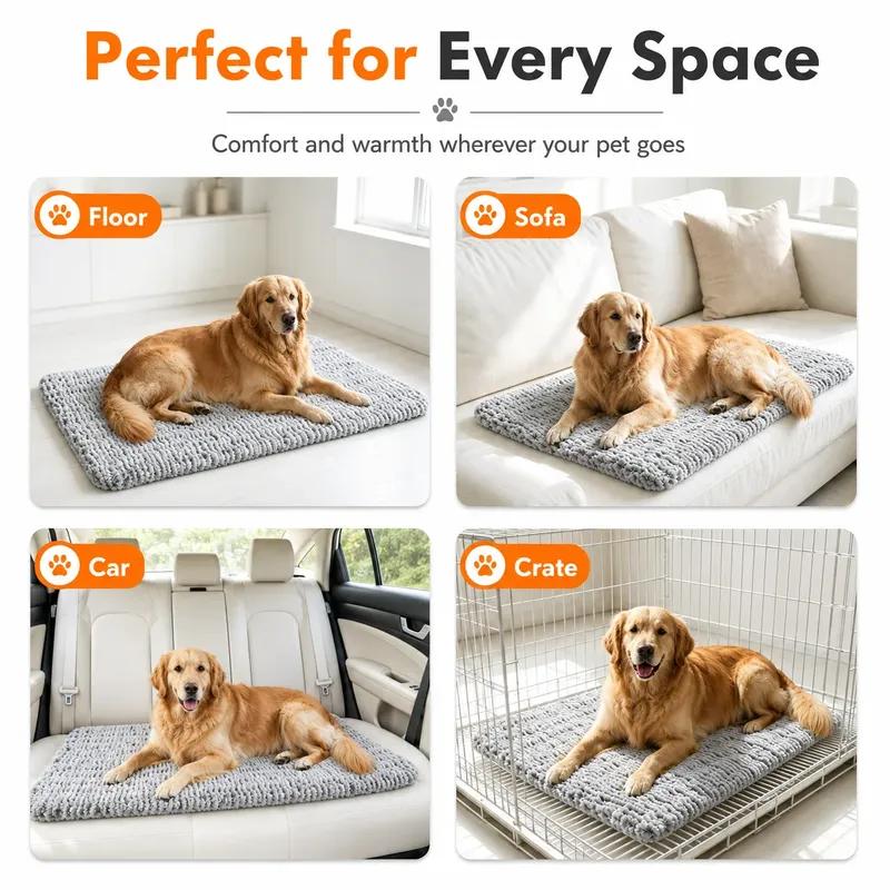 Wave Plush Non-Electric Pet Mat, Physical Heat Storage Thermal Pad, Non-Slip Machine Washable Dog Cat Mat