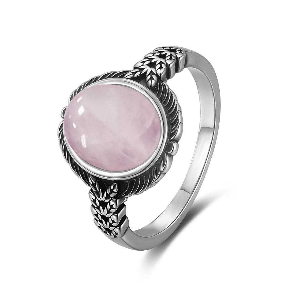 Vintage S Sterling Silver Natural Moonstone Ring Oval 8*10MM Simple Black Twists Ring Party Gifts Fine Jewelry For Women Men