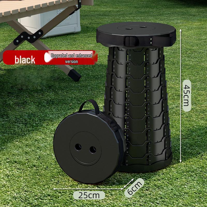 Rainbow Retractable Portable Camping Stool - Round, Plastic Folding Design.