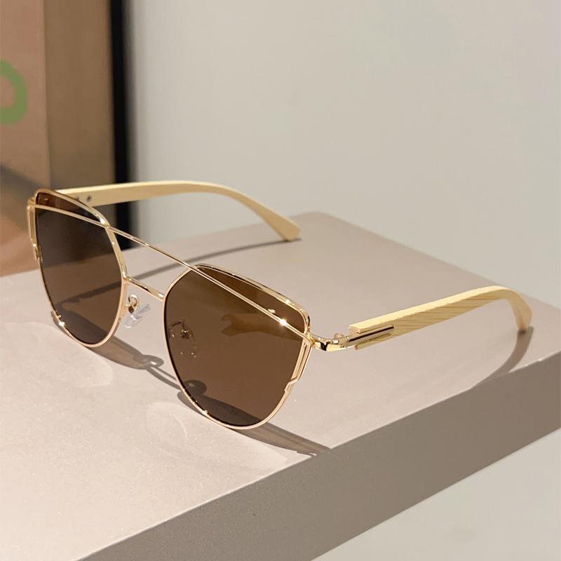 

Винтажные солнцезащитные очки «кошачий глаз» женские Новинка моды Зеркальные линзы Трендовые двойная переносица Дизайн люксового бренда Солнцезащитные очки