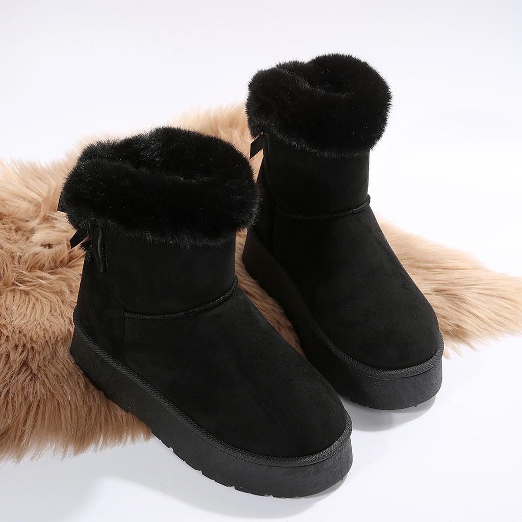 Nuovi Stivali da Donna Lussuosa Pelliccia Monopezzo Stivali da Neve da Donna Moda Invernale Mini Stivali Cerniera Laterale Caldi e Morbidi Scarpe Casual