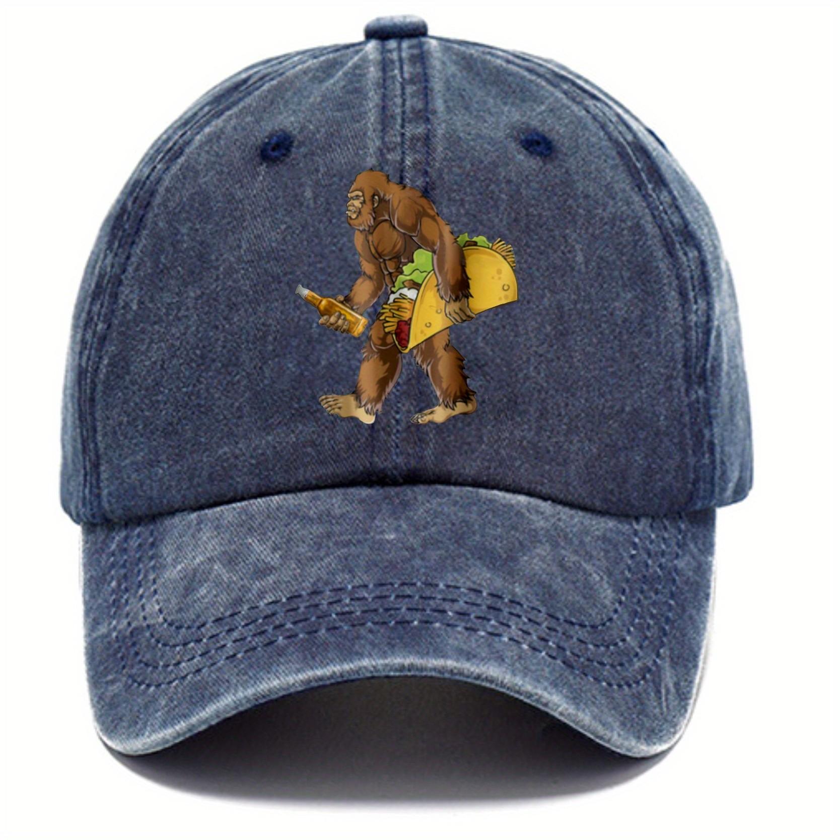 

Gorilla Holding Beer And Taco Baseball Cap Denim Washed Adjustable Outdoor Sports Cap Unisex One Size синий