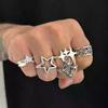 5Pcs/Set Fashion Creative Personalized Stars Open Rings For Men Goth Adjustable Knuckle Ring Jewelry