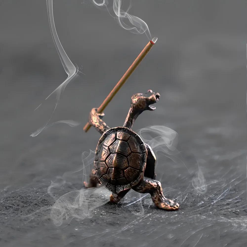 1pc Mini Turtle Shape Incense Censer Sandalwood Stick Holder Vintage Bronze Animal Incense Holder Burner Stand Gift Home Decor