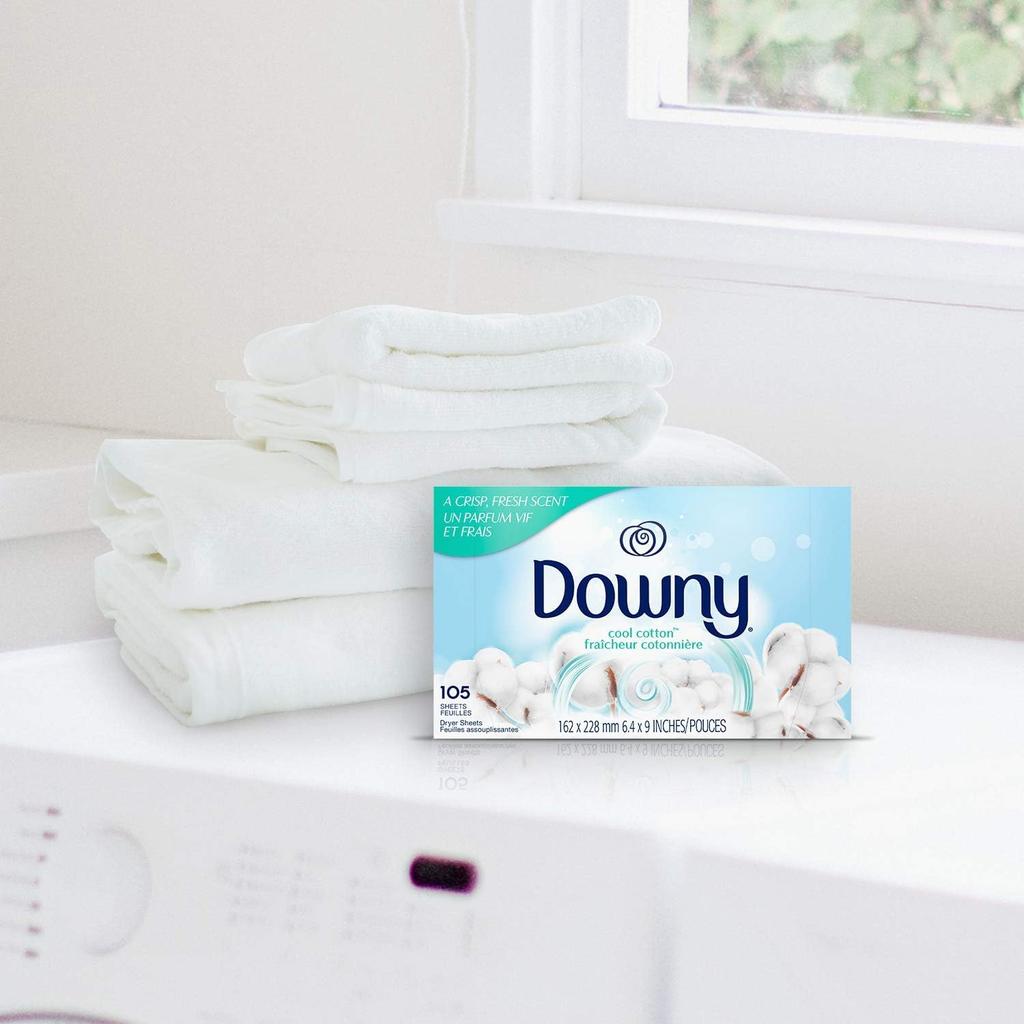 Downy Cool Cotton Fabric Softener Refreshing 240 Large Capacity Sheets, Scent, Anti-Static, Dryer-Safe, Softening, Sheets, [Product Code]