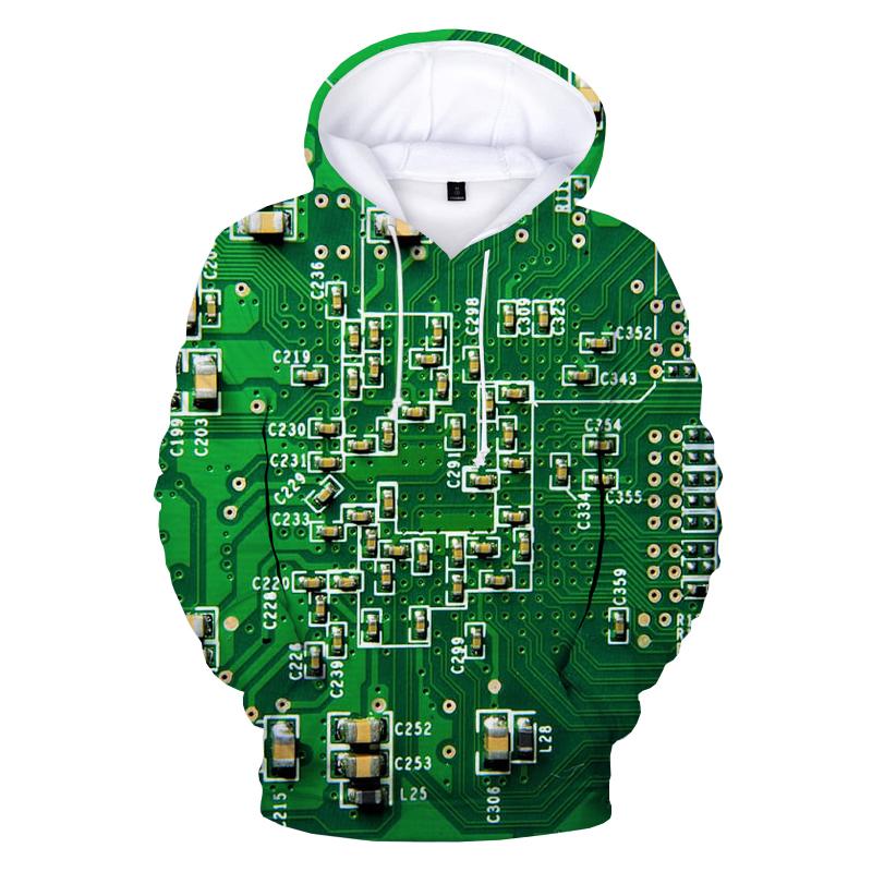 Electronic Chip Hoodie 3D Print Men Women Funny Hoodies Oversized Hoody Pullover Hip Hop Hooded Sweatshirts Kids Tops Clothing