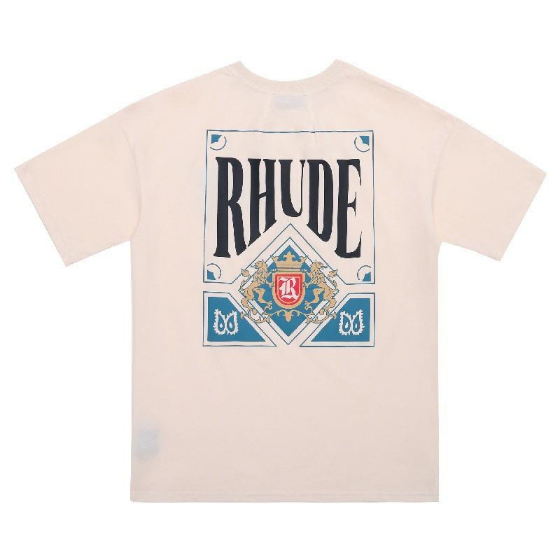 High Street Oversize Couple T-Shirt American Streetwear Print YYZP RHUDE Short Sleeve Tee Teens