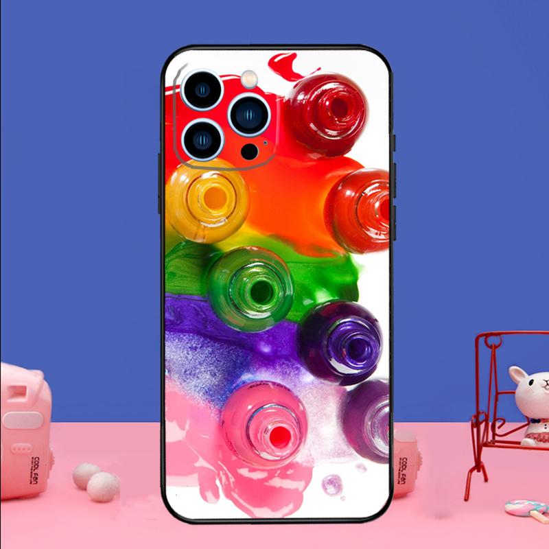 Beautiful Nail Polish Enamel Color Phone Case For iPhone 17 16 14 13 12 11 15 Pro Max mini 15 16 Plus 16e 17 Air Bumper Cover
