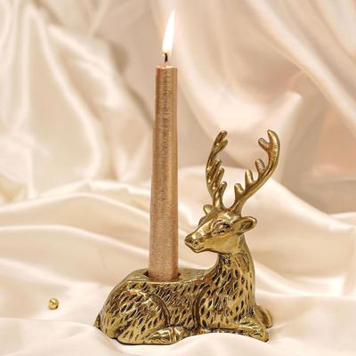 Aluminium Deer Candle Holder for Home Decoration | Antique Gold Decorative Stag Candle Stand for Home Decor, Living Room,
