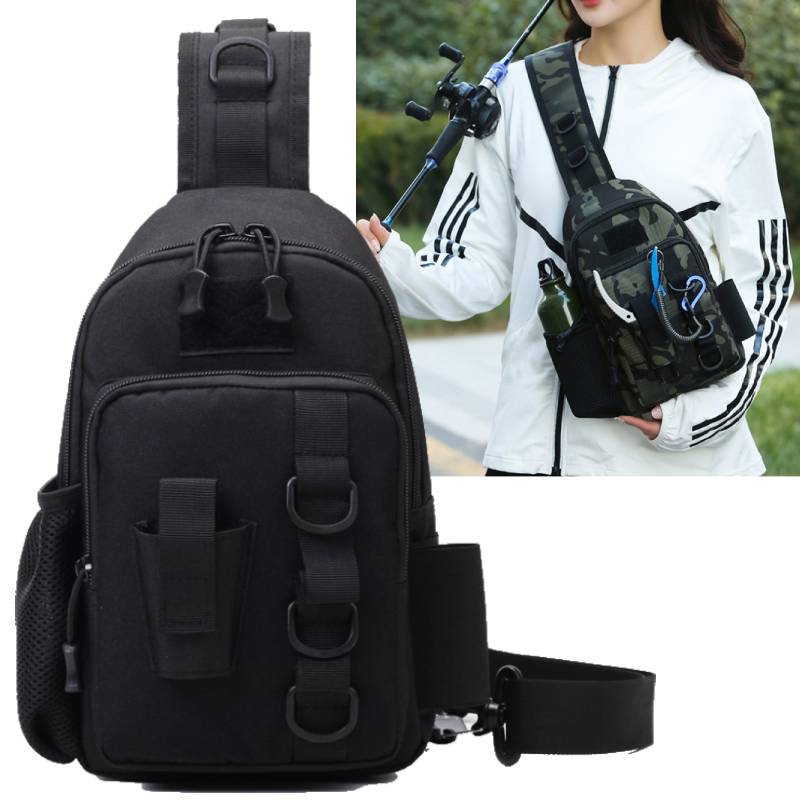 Ny Luya Brystveske Multifunksjonell Utendørs Sport Fritid Taktikk Lerret Crossbody-veske Vanntett Bærbar Oppbevaringsveske for Fiskestang