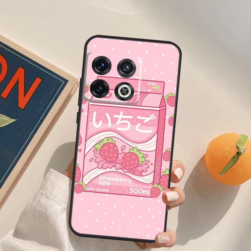 Kawaii Strawberry Milk Case For OnePlus 15 13 12 11 13R 12R 10T 8T 13T OnePlus Nord 5 CE 3 2 4 Lite N20 N30 Cover