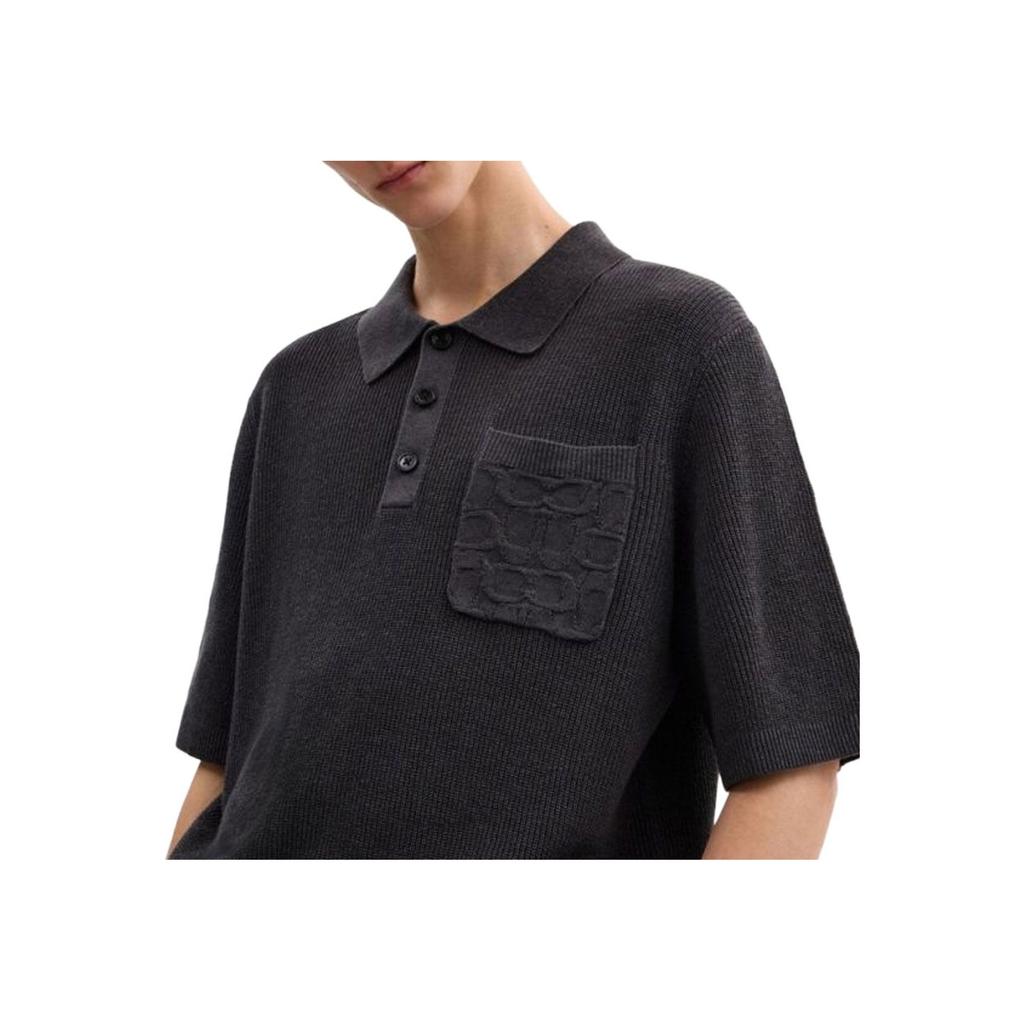 Coach Ss25 Solid Knit Short Sleeve Polo Shirt Men Polo Shirts Black CY571-A0R