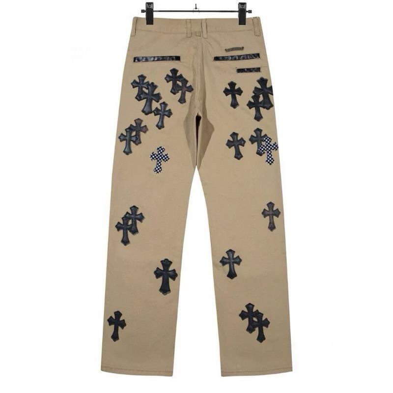 

Cross light luxury jeans heavy industry embroidery leather men s and women s loose casual versatile wide-leg trousers 3XL коричневий
