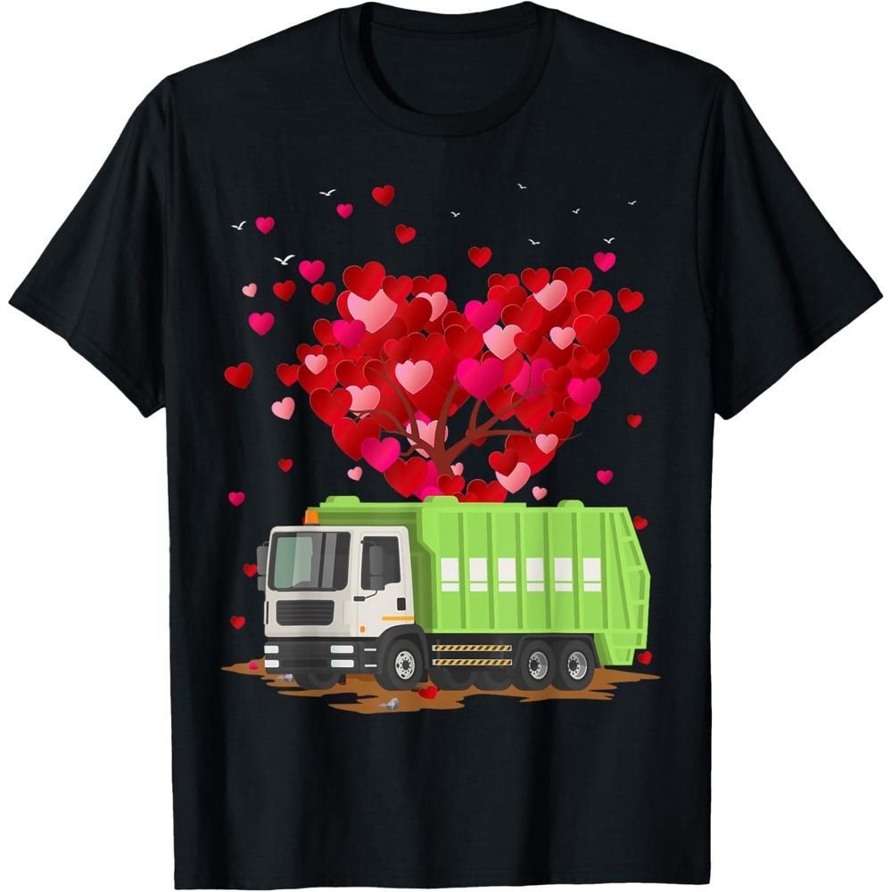Garbage Truck Lover Heart Shape Garbage Truck Valentines Day Cotton Men T Shirt 4XL чёрный