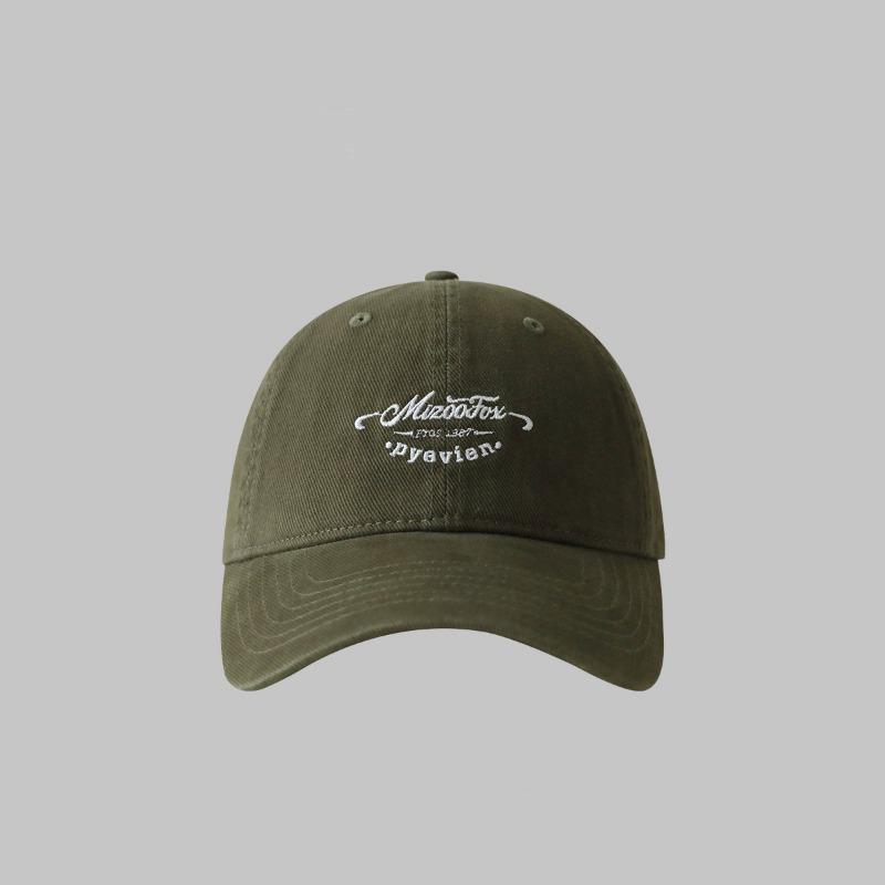 New embroidered letter baseball cap for girls, wide-brimmed soft top hat, pure cotton outdoor versatile cap for men