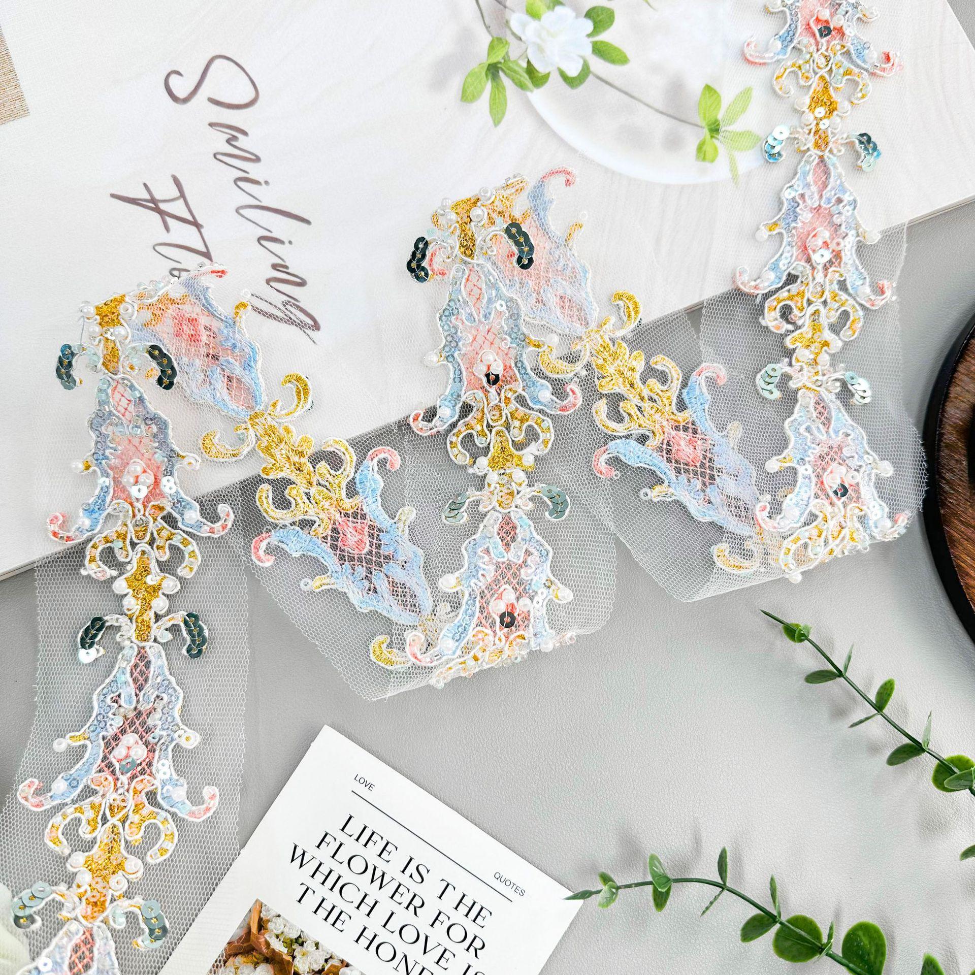 

5 см Сетчатый Полый Бисер Пайетки Штрих-код Автомобильная Нить Декоративный Пояс для Платья Аксессуары для Сценической Одежды Кружевные Аксессуары T3205 one yard