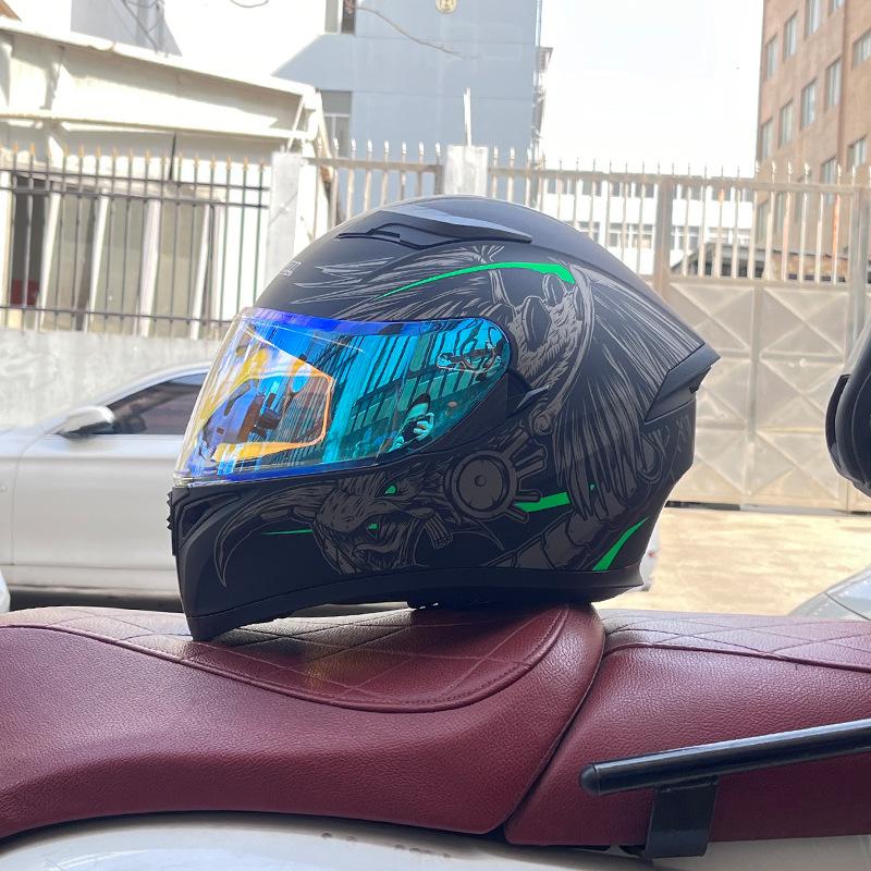 Motorcycle Helmet Full Helmet Can Be Equipped with Bluetooth Headset Men's Four-season Electric Bicycle Riding Helmet
