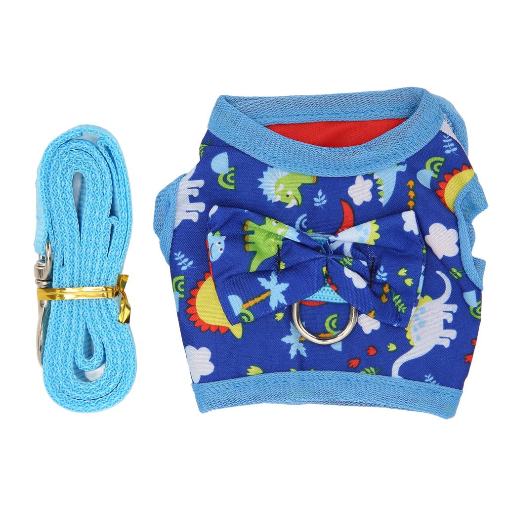 Cat Vest Harnesses and Leash Cartoon Dinosaur Pattern Breathable Cat Walking Vest with Strips for