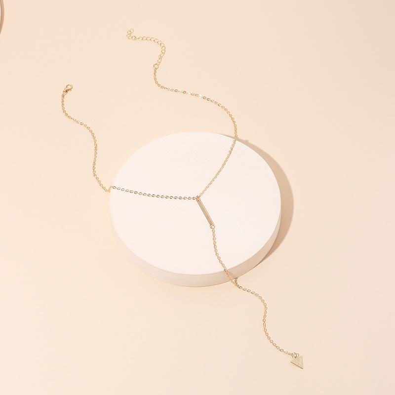 European and American New Accessories Geometric Triangular Tassel Necklace Ins Fashion Personality Long Collarbone Chain