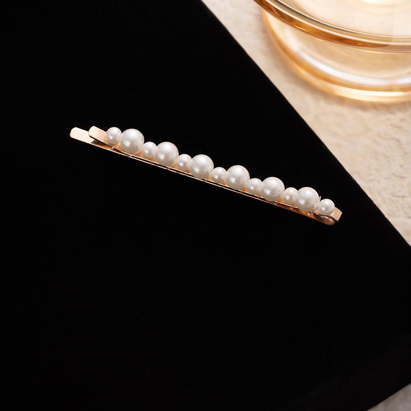 Pearl Flower Hairpin Advanced Korean Handmade Bangs One-Word Clip Girl Side Clip Hairpin Hair Accessories