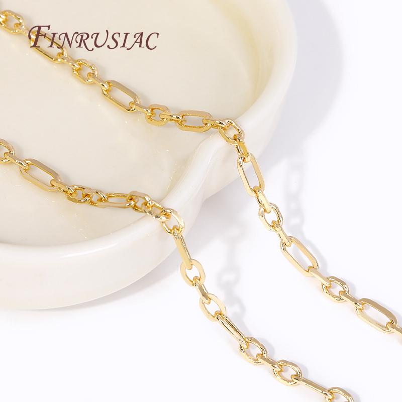 18K Gold Plated Metal Long Oval Shape Necklace Chains For DIY Handmade Jewelry Making Accessories Wholesale Bulk Metal Chains