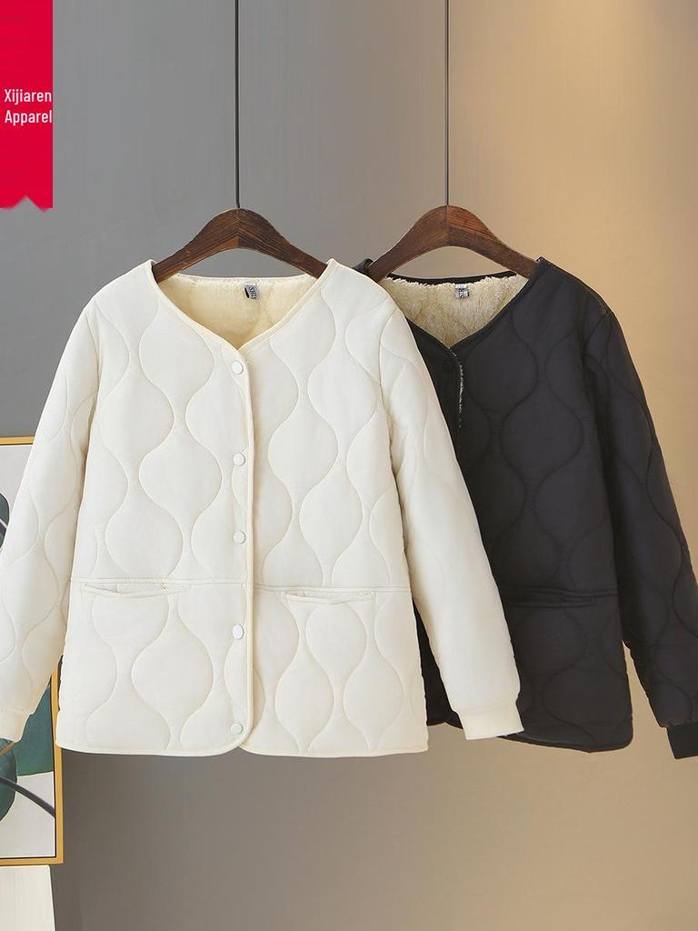 2025 New Cotton Padded Jacket: Short, Plush, Thick, Autumn/Winter Style for Petite and Plus Size Women
