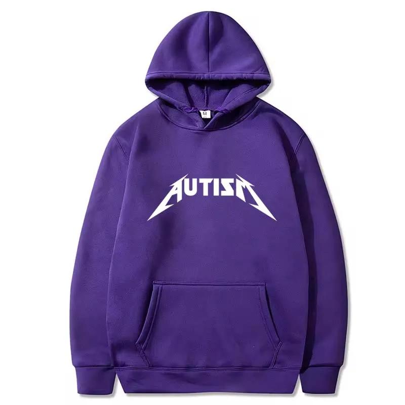 Autism Metal Rock Meme Hoodie Top Men Women Fashion Hip Hop Fleece Hoodie Oversized Pullover Winter Sport Sweatshirt for Men
