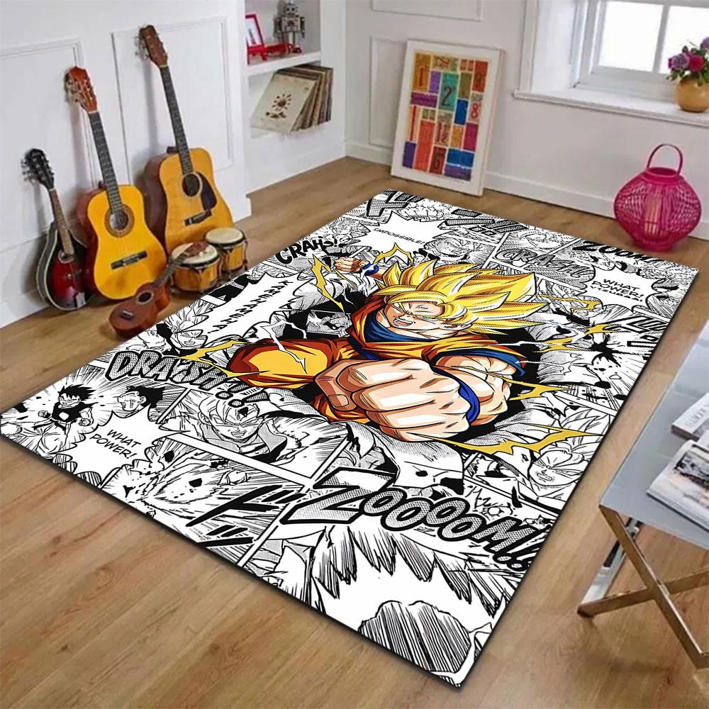 "Super Saiyan Power Comic Style Rug" Patterned Carpet, Suitable As a Non Slip Play Mat for the Living Room and Bedroom Sofa