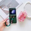 For Samsung Galaxy Z Flip6 5G Case Skin-Touch Leather+PC Phone Cover with Beaded Wrist Strap