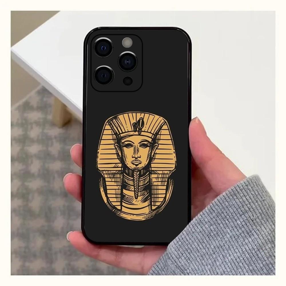 Egypt Pharaoh Mural Phone Case For Apple iPhone 15,14,13,12,11,Pro,X,XS,Max,XR,Plus,Mini Soft Black Cover