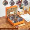 Retro Vintage Ceramic Dinnerware Set: Bowls, Plates, Dishes, Chopsticks In Gift Box - Sophisticated Small Souvenir.