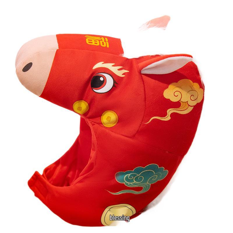 2026 Year of the Horse Headwear: Wealth God Red Envelope Mascot Hat for Annual Meeting Performance & Fun Photos